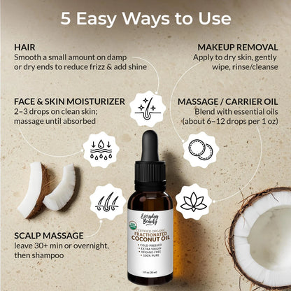 Fractionated Coconut Oil for Various Uses (100% Pure, 1 Fl Oz)