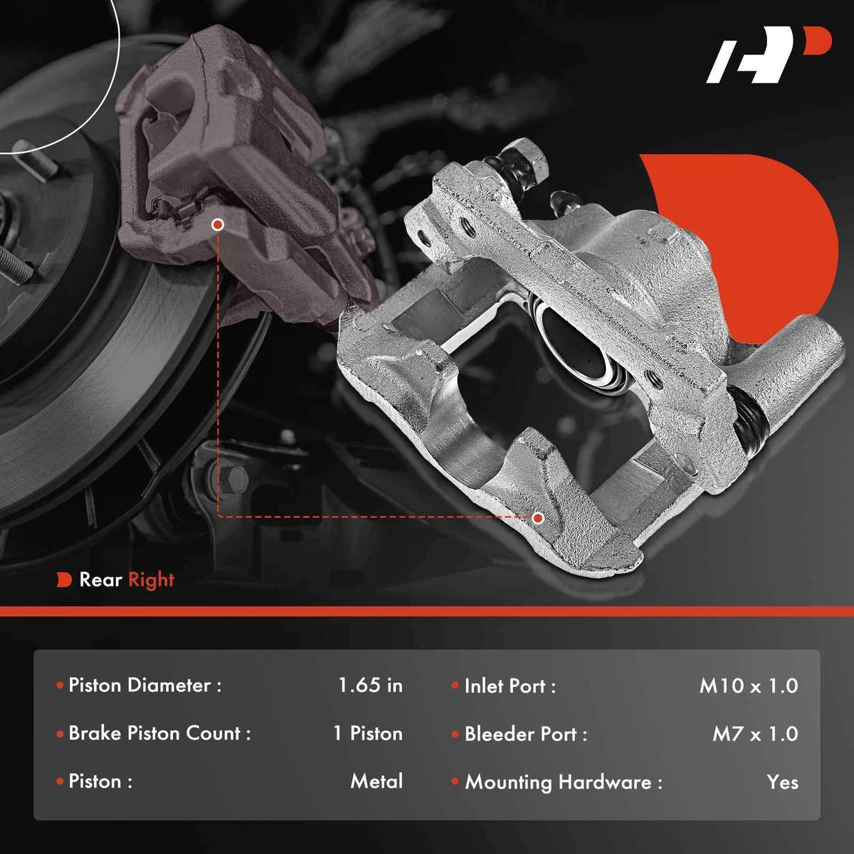 Rear Right Disc Brake Caliper with Bracket for Lexus IS250 (2006–2013) 47830-53050, 47830-53051, 19-B3220