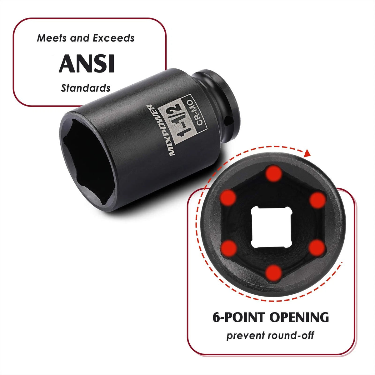 1/2 Inch Drive Deep Impact Socket for MIXPOWER (1/2")