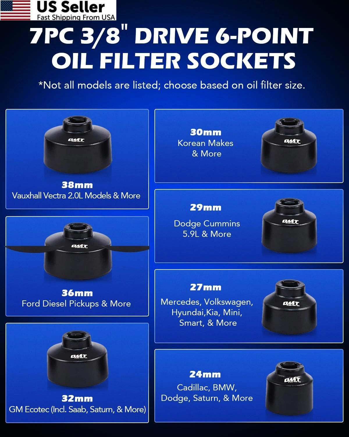 10pc Oil Filter Wrench Set for Universal Use (24-64.5mm)