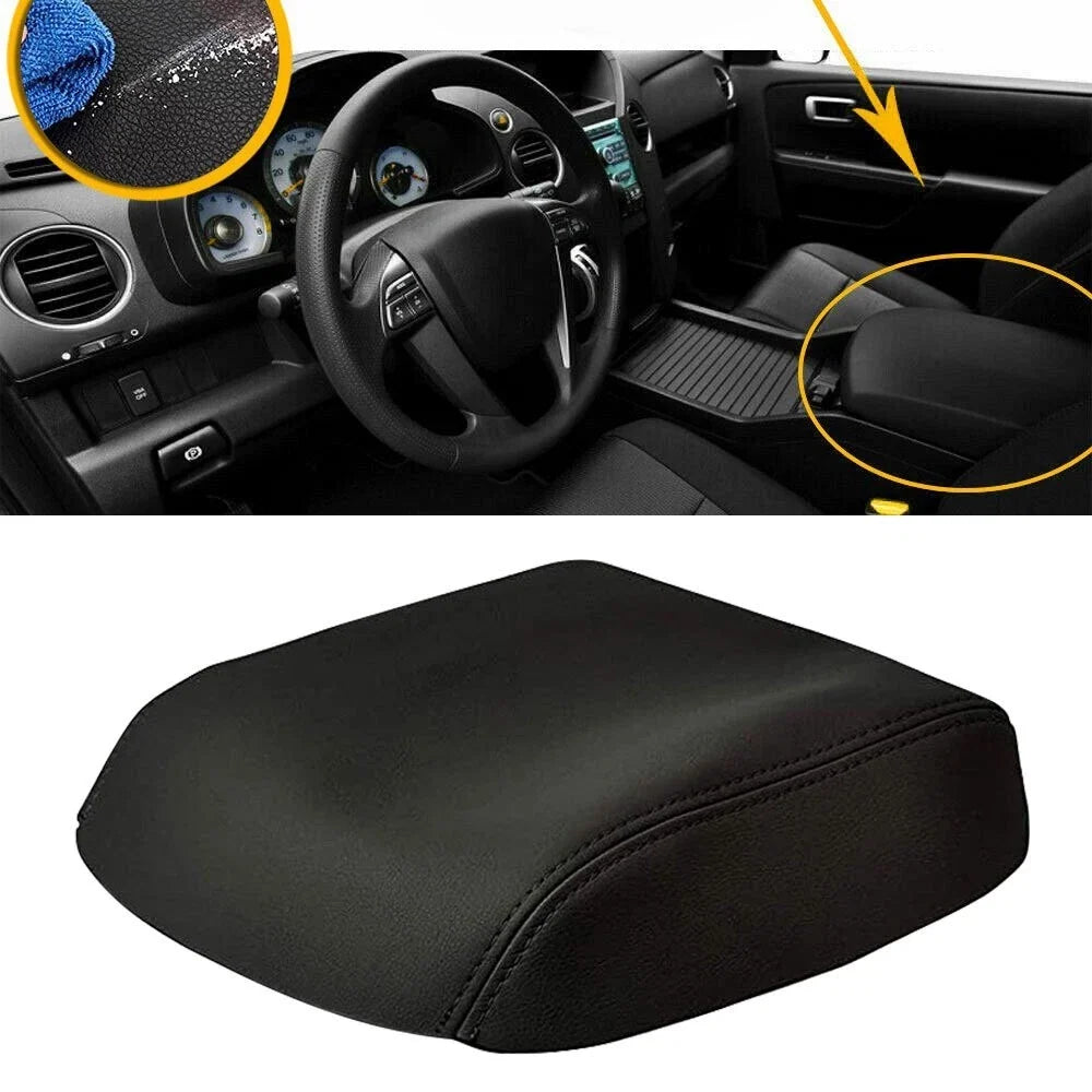 Black Leather Armrest Console Lid for Honda Pilot (2009-2015)