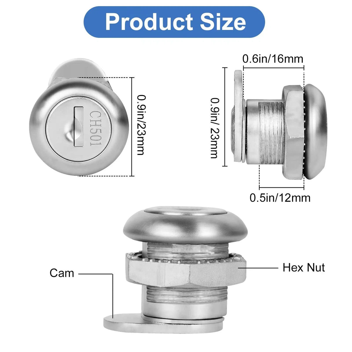 Truck Tool Box Lock Replacement for (1 Pack, Silver)