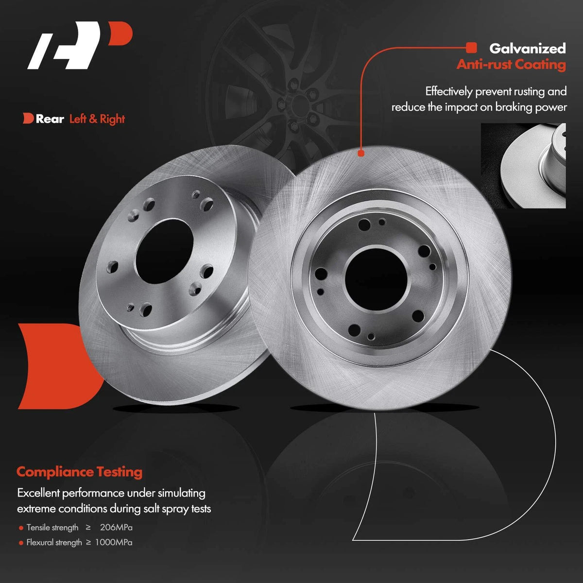 Set of 4 Rear Disc Rotors & Ceramic Brake Pads for Honda (42510SDAA00, 42510TA0A01, R-31315, P-537)