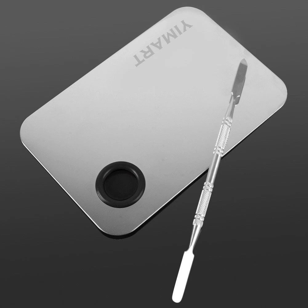 Stainless Steel Makeup Mixing Palette with Spatula