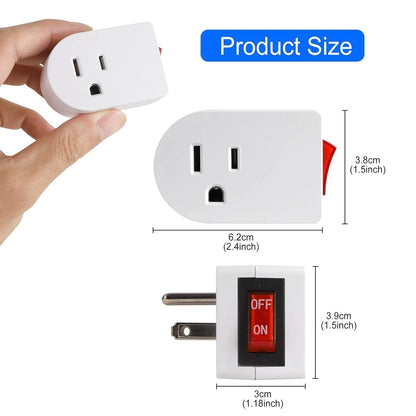 6X Grounded Outlet with On/Off Switch for Power Adapter