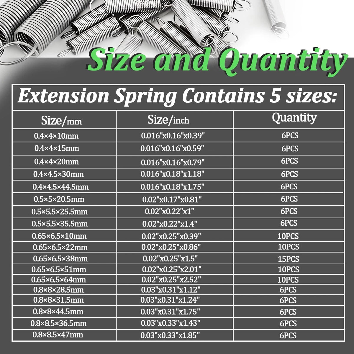 133 PCS Extension Spring Assortment Kit for Various Applications (No Specific Years)