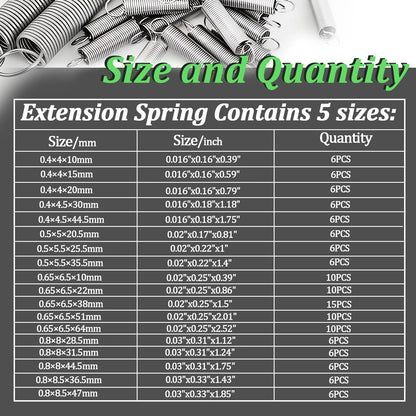 133 PCS Extension Spring Assortment Kit for Various Applications (No Specific Years)