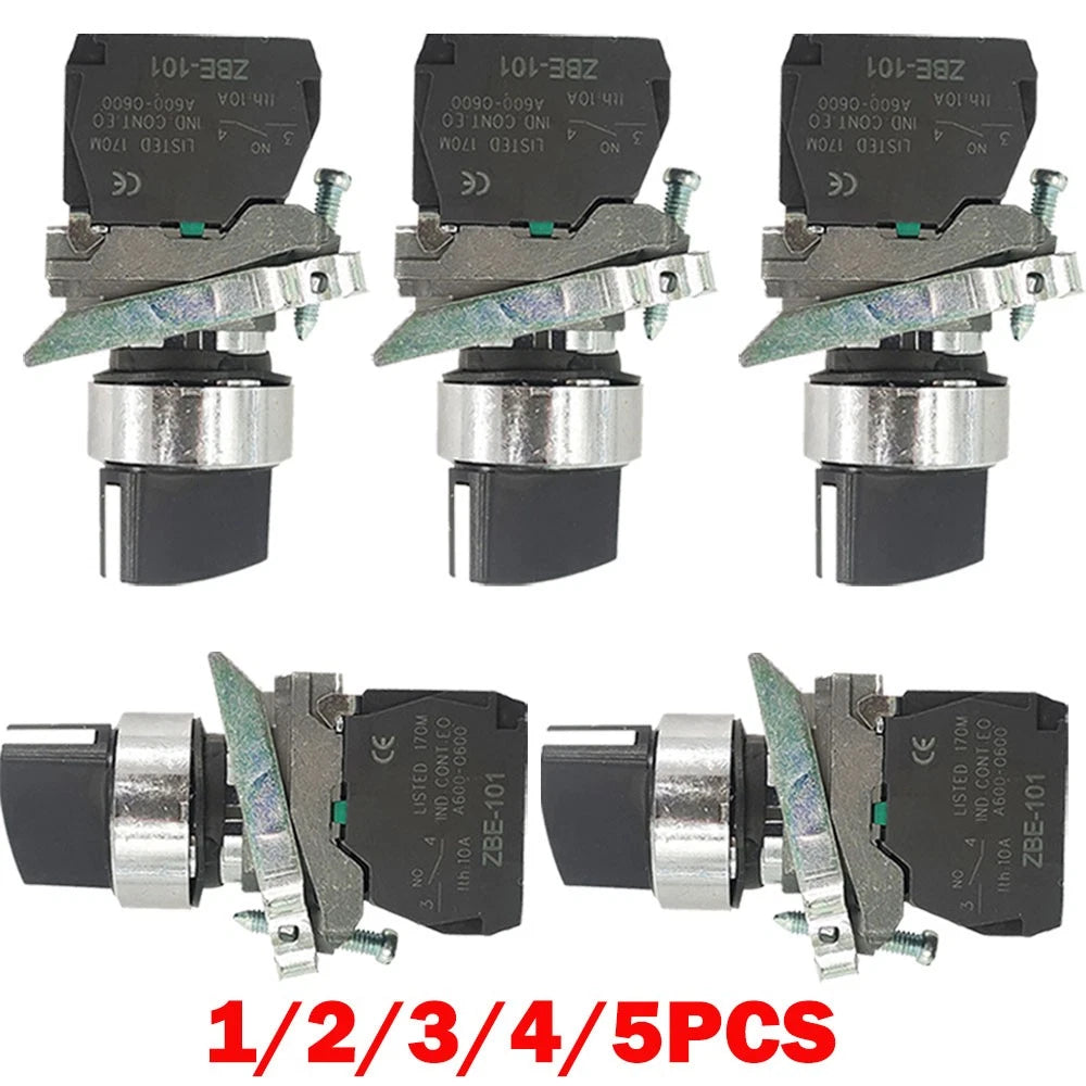 2Pcs XB4-BD21 Selector Switch Metal 22mm 2-Position Stay Put 1NO