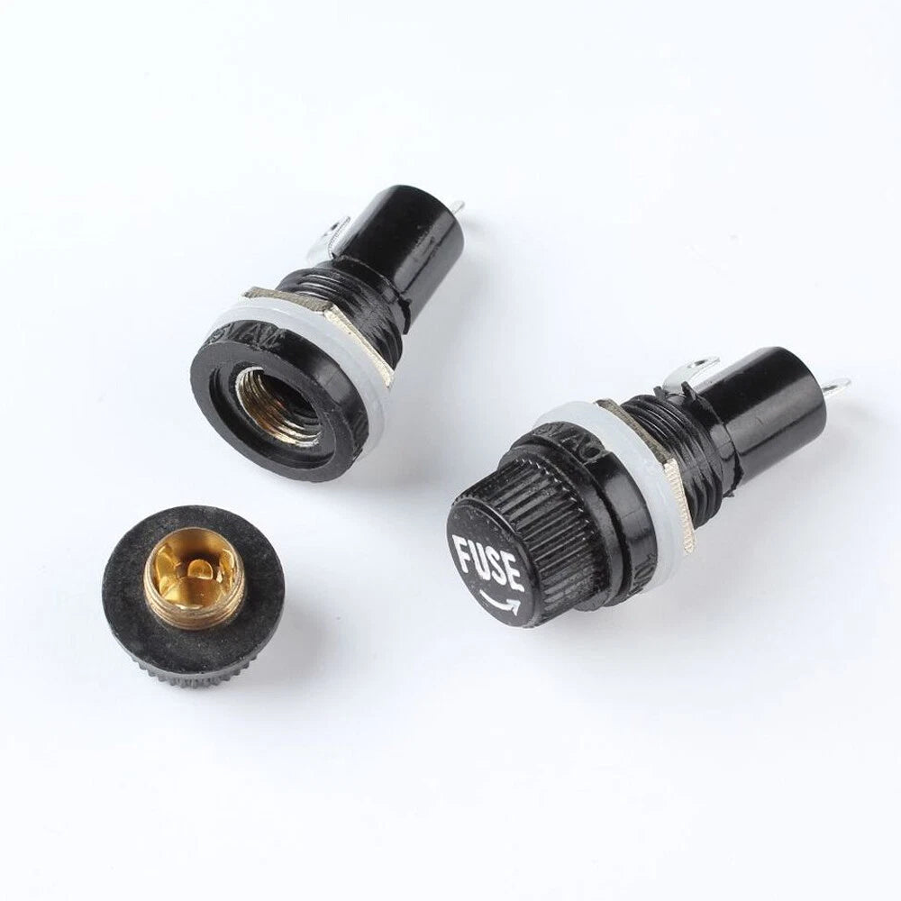 20 Pcs Panel Mount Fuse Holder Socket for 5 x 20mm Glass Fuses 125V 15A