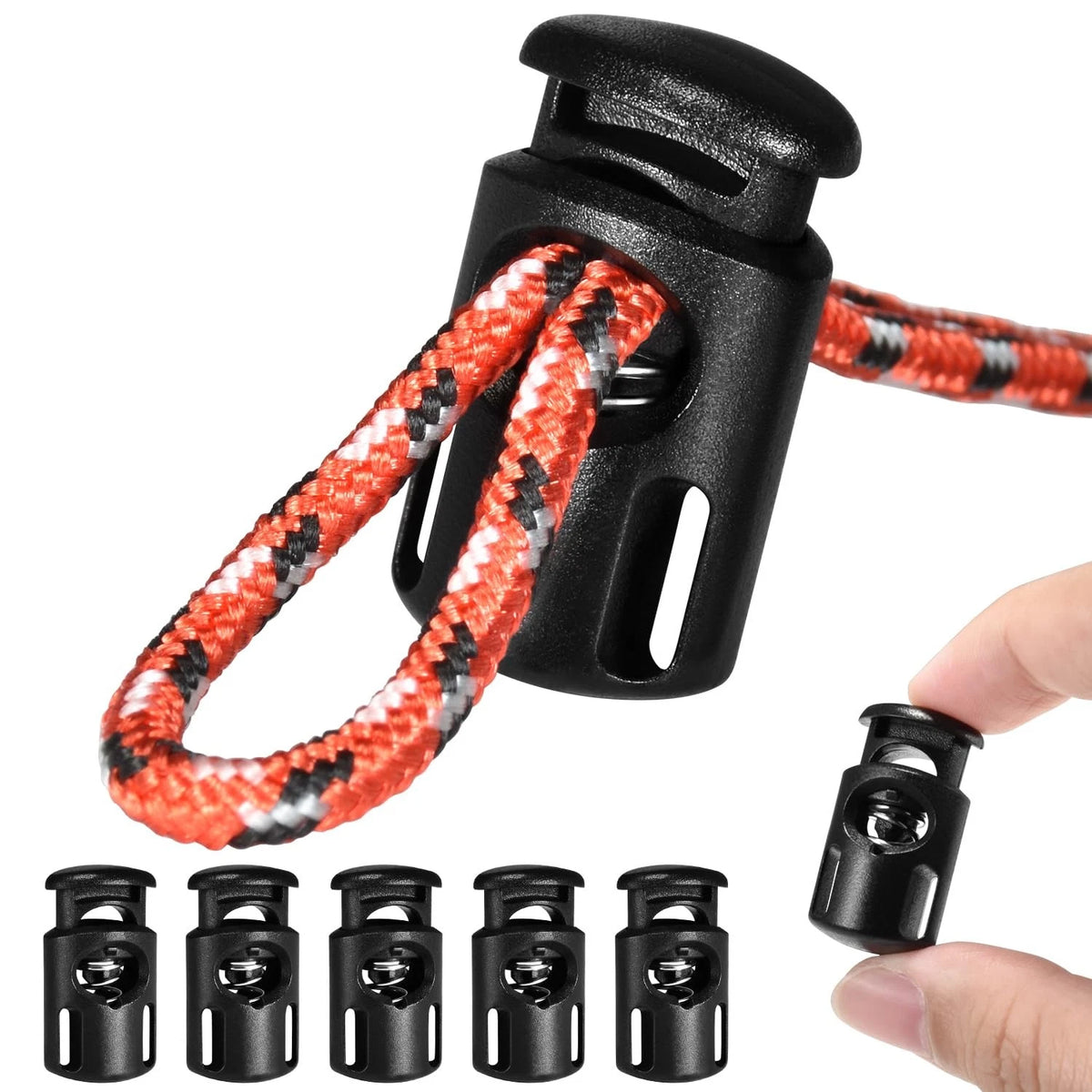 10pcs Paracord Cord Locks for Drawstring (Plastic Lock Black)