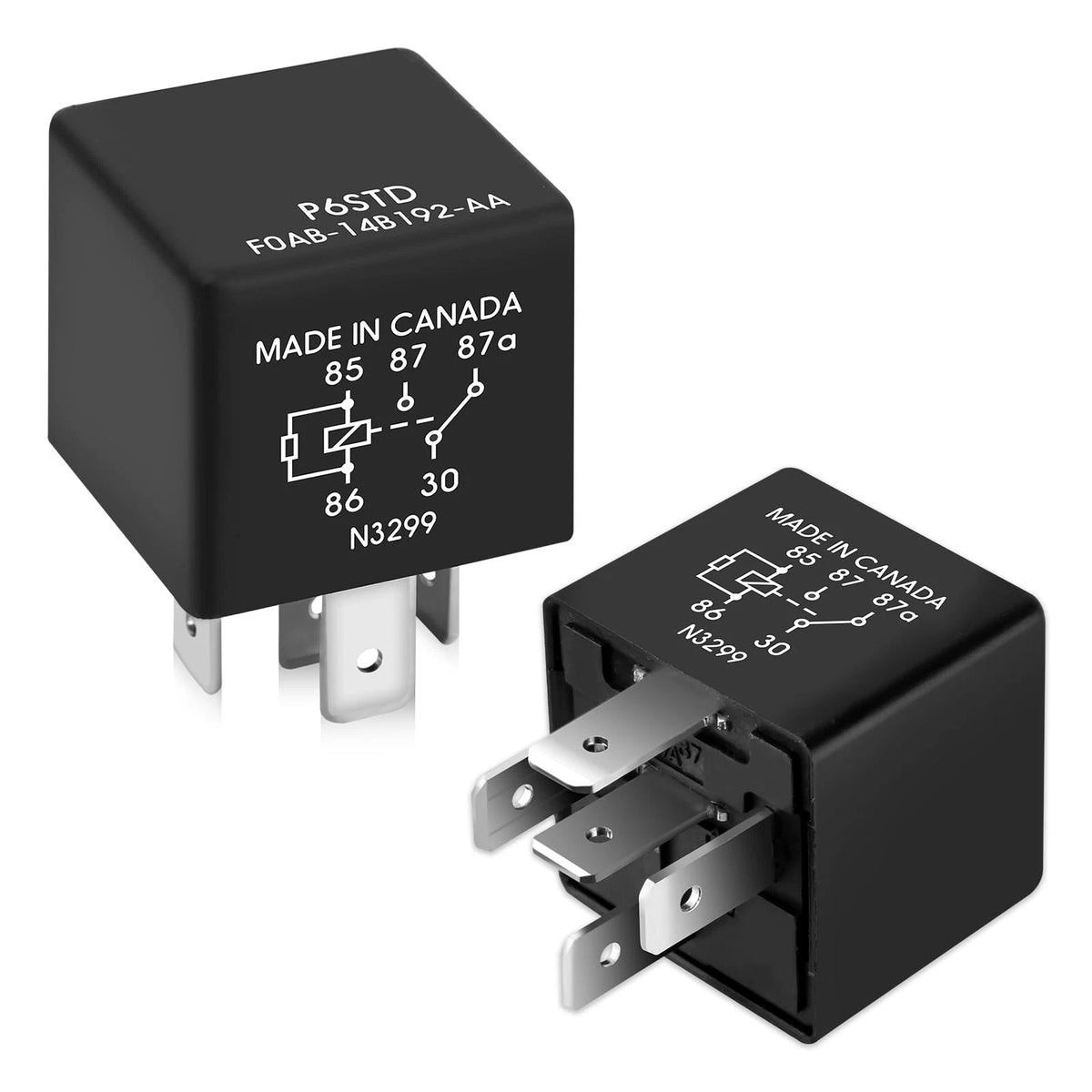 2X P6SDT Relay for Ford (12VDC 40A, 5 Pins)
