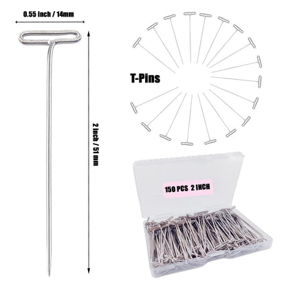 150PCS T-Pins for Sewing Wig Blocking (2 Inch)