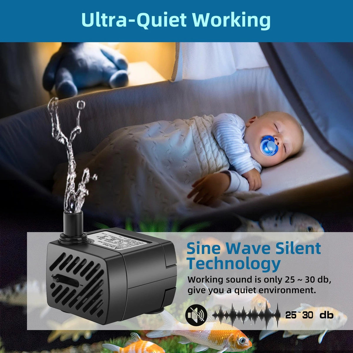Mini Submersible Fountain Water Pump with LED Light for