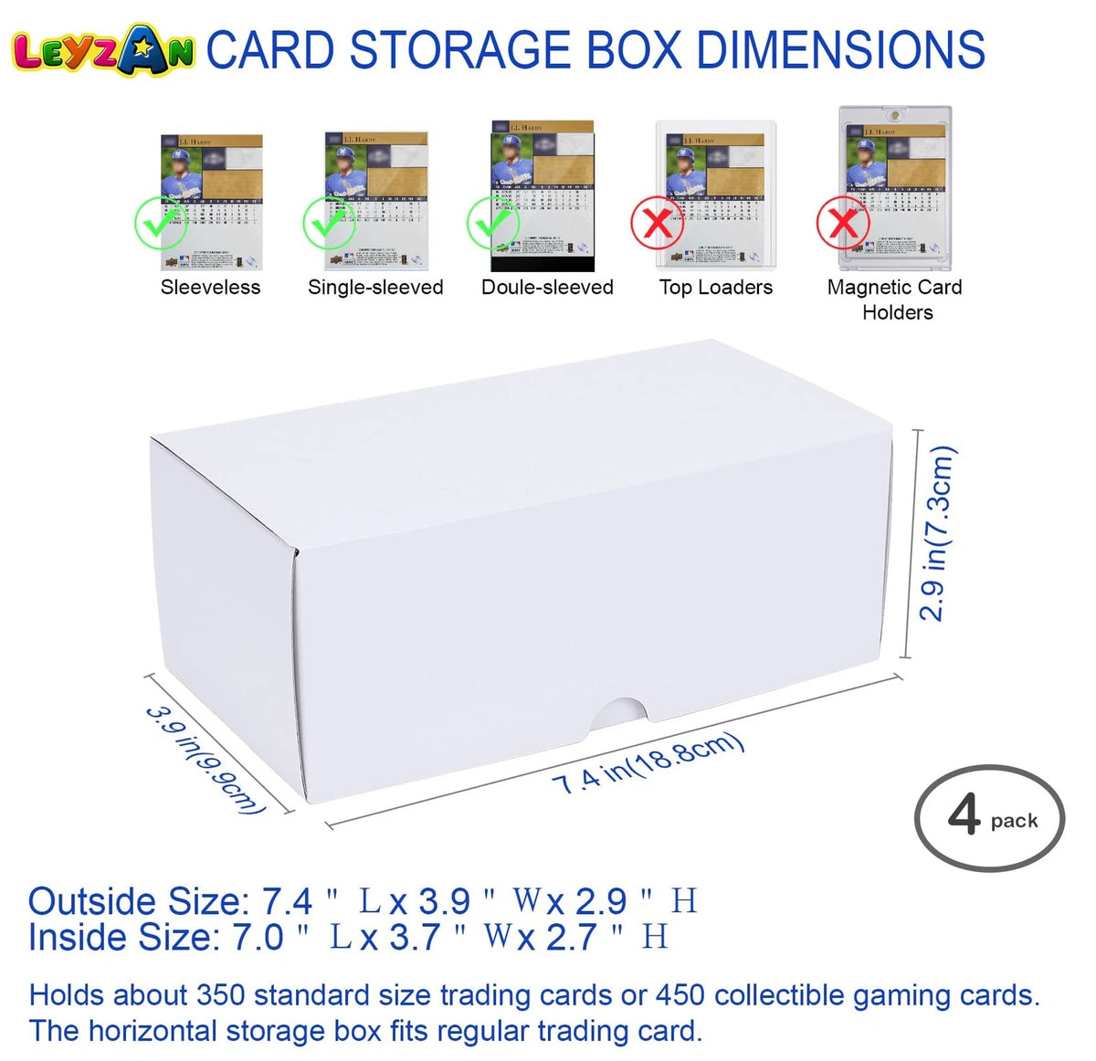4X Trading-Card Storage Box for Cardboard (400 Count)