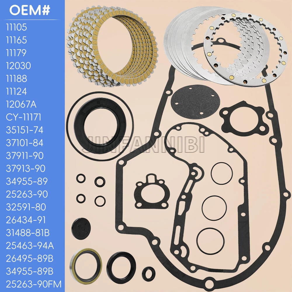 Clutch Steel Friction Plate Kit & Gasket for Harley Sportster 1200 (1991–2003) - 34955-04, 37913-90, 37977-90, 32591-80