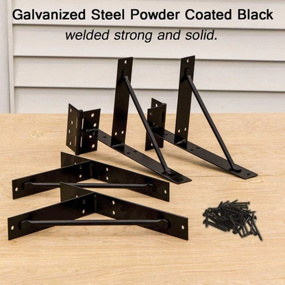 Set of 4 Heavy-Duty Powder Coated Corner Brace Kit for Wood Windows & Gates
