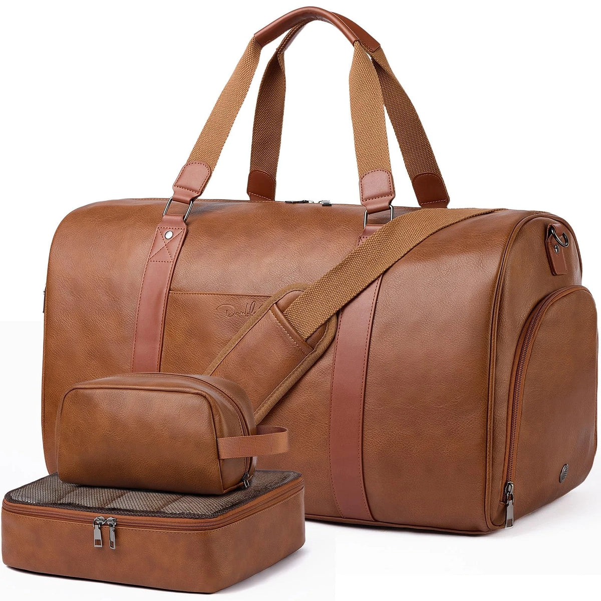 Large 3-in-1 Leather Duffle Bag for Travel Weekender Gym