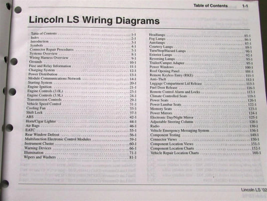 Electrical Wiring Diagram for Lincoln LS (2002)
