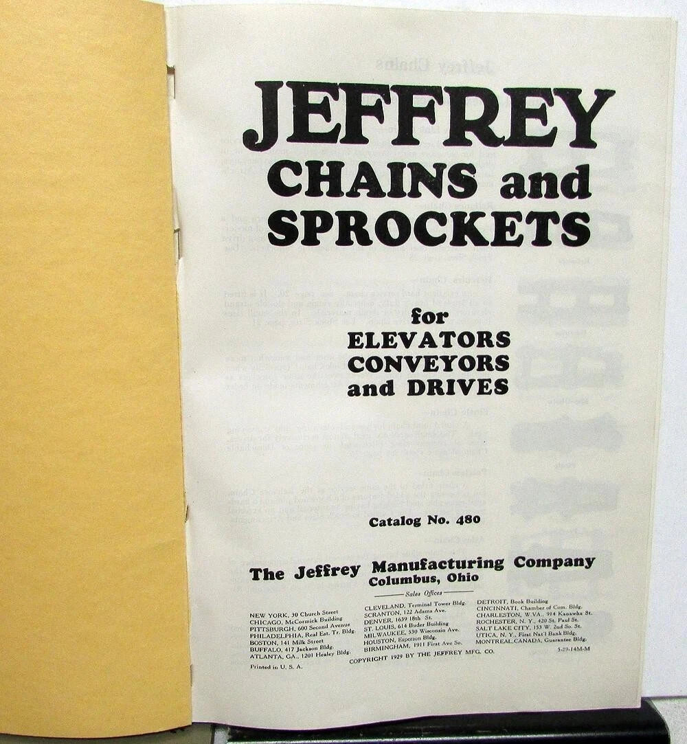 Chains & Sprockets for Jeffrey Elevators & Conveyors (1930s)