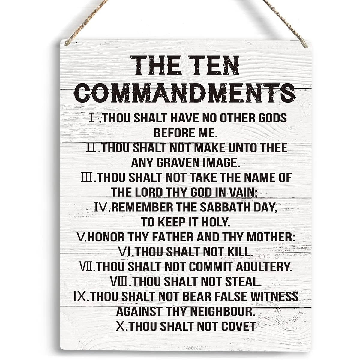 Inspirational Ten Commandments Wall Art Set of 2 (8x10 inches) Brown