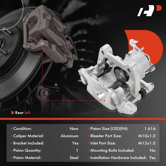 A-Premium Rear Left Brake Caliper with Bracket for Volkswagen Jetta Golf Audi A3 (2006–2013) - 1K0615423C, 1K0615423F, 1K0615423M, 19-B2976