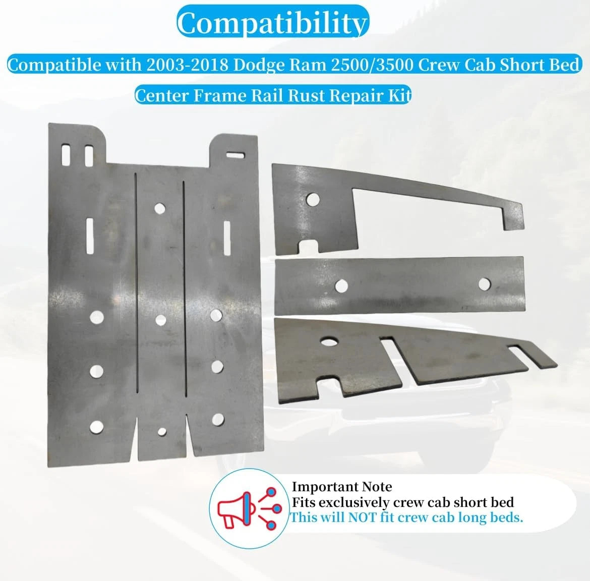 Middle Frame Rail Rust Repair for Dodge Ram 2500 3500 (2003–2018)