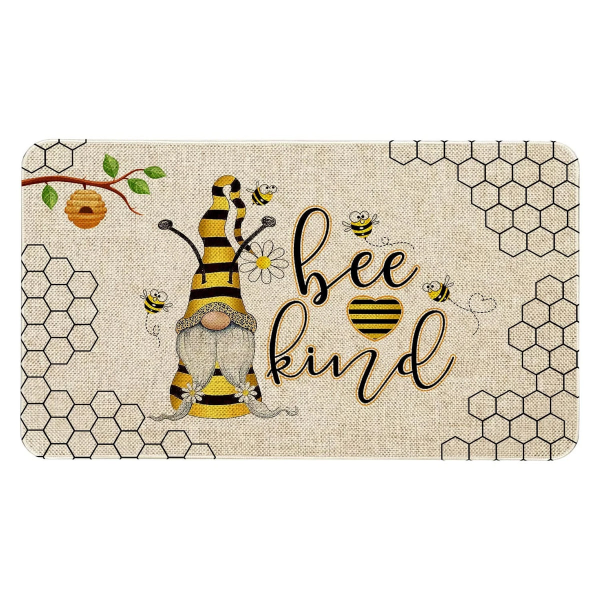 Bee Kind Gnome Doormat 30 x 17 Inch Indoor Outdoor Mat
