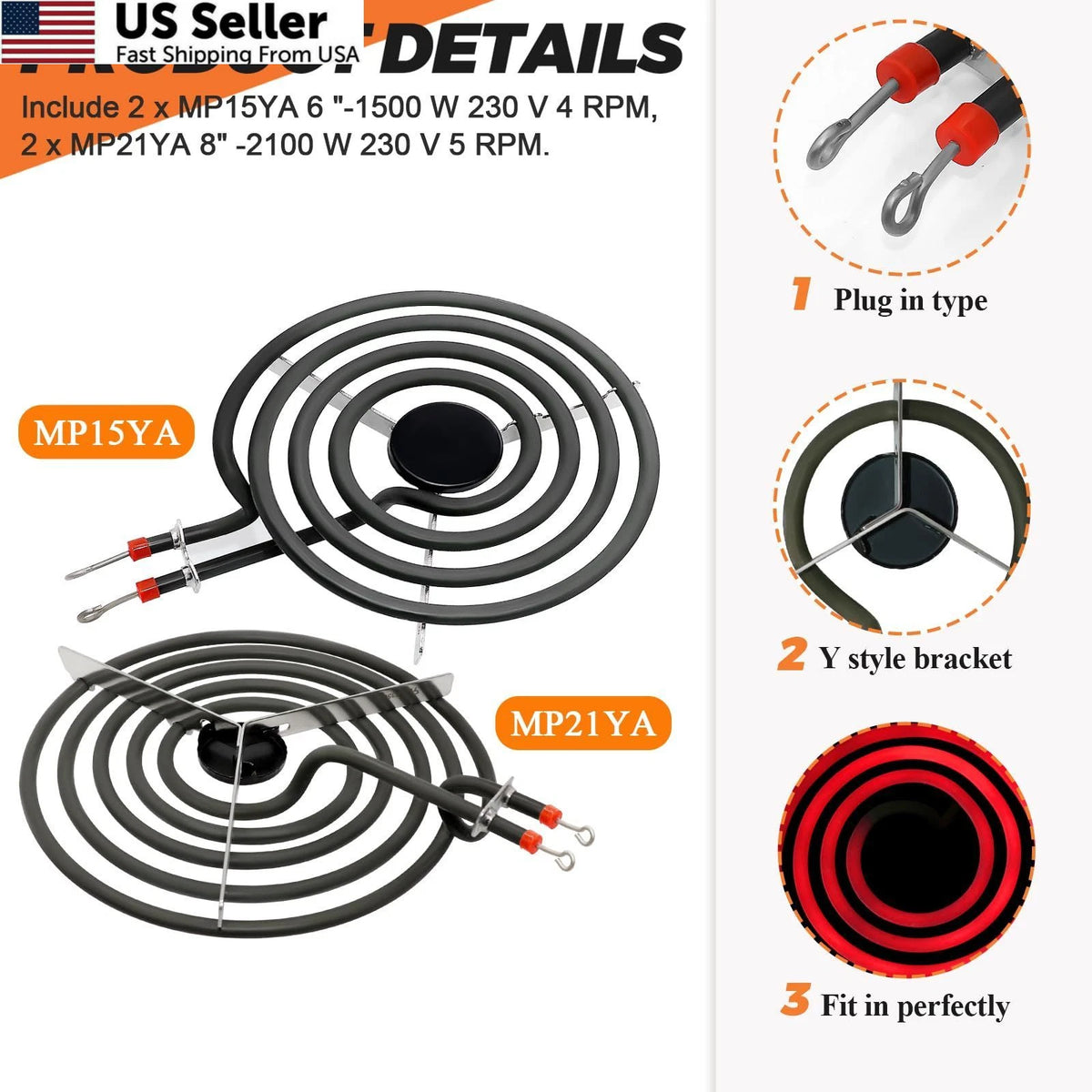 Set of 2 Electric Range Burner Elements for MP22YA (2026)