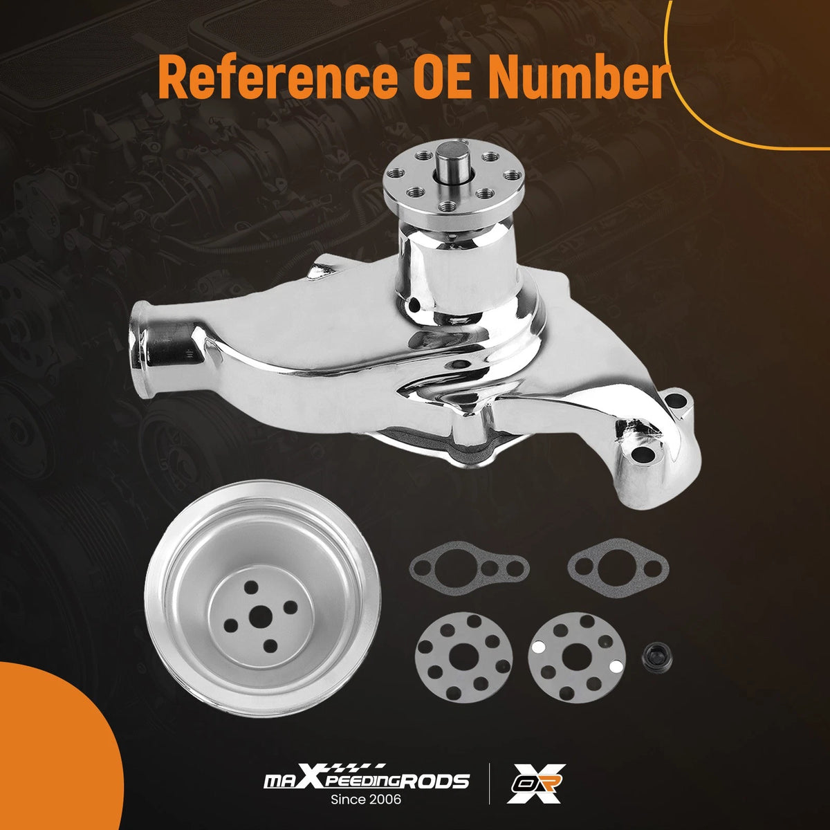Chrome Water Pump for SB Chevy SBC 350 V8 (TQ5YE7)