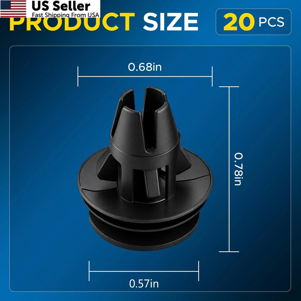 20PCS Tail Light Retainer Clips for (One Size, Black)