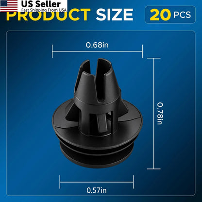 20PCS Tail Light Retainer Clips for (One Size, Black)