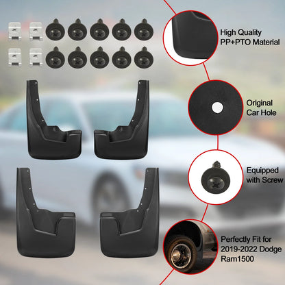 Set of 4 Mud Flaps for 2019–2024 Dodge Ram 1500