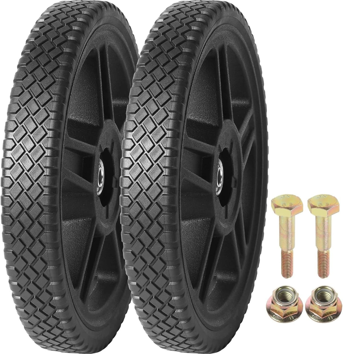2X Durable PVC 12-Inch Lawn Mower Wheels for Universal Fit Garden Tools