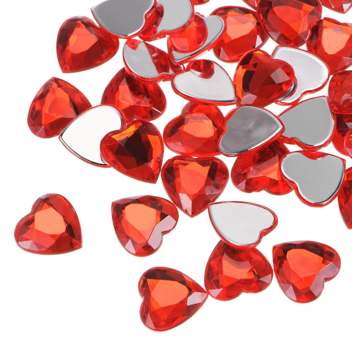 40 Pcs Acrylic Heart Rhinestone Flat Back 20mm for Crafts