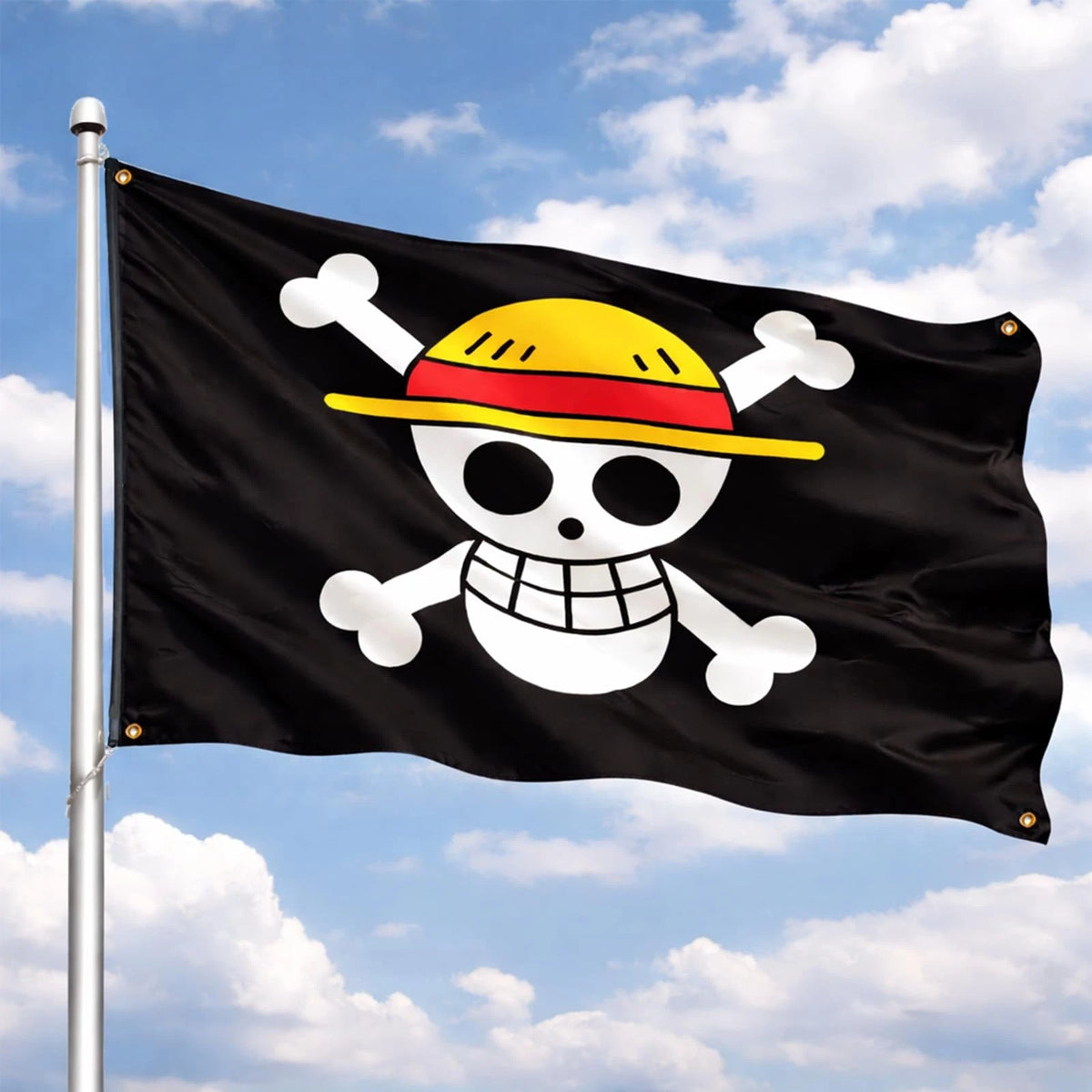 5x3 FT Multicolor Anime Pirate Flag with Luffy's Straw Hat