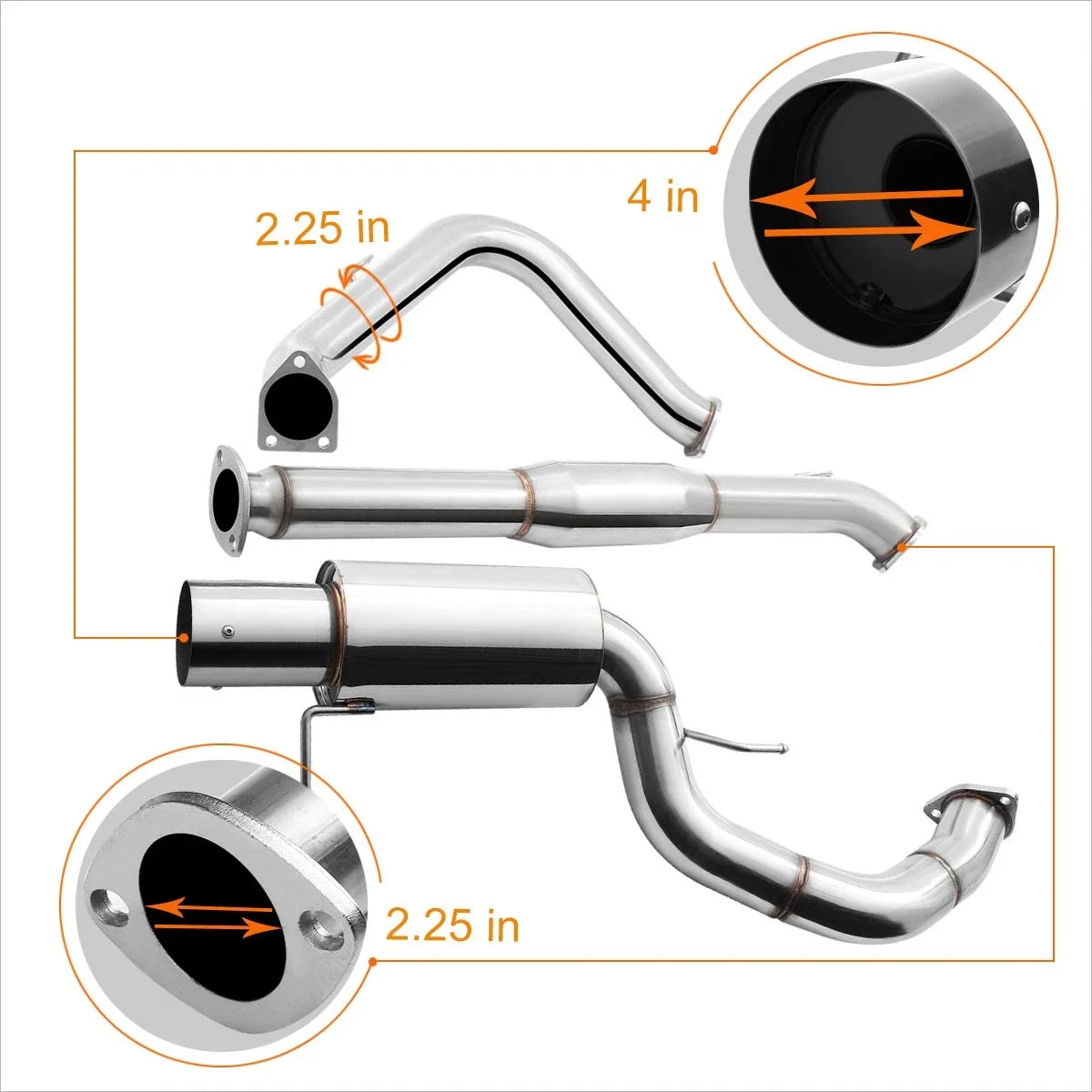 2000–2005 Mitsubishi Eclipse GT Catback Exhaust System (3.0 V6, 4" Tip)
