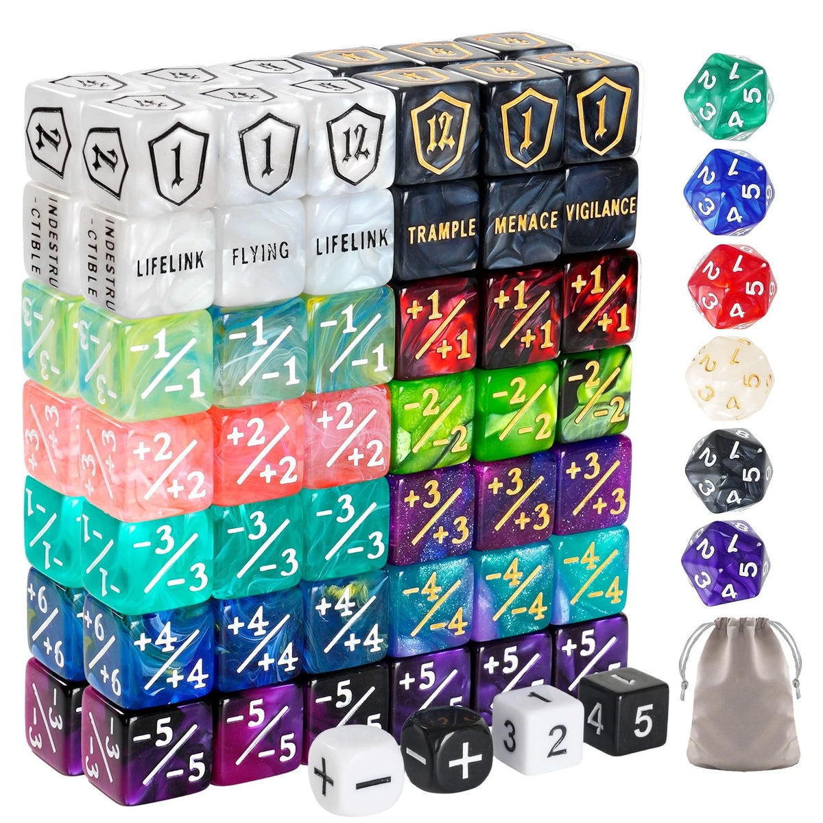 100 MTG Dice Set Ability Keyword Counters Life Buff Tokens D20