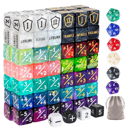 100 MTG Dice Set Ability Keyword Counters Life Buff Tokens D20