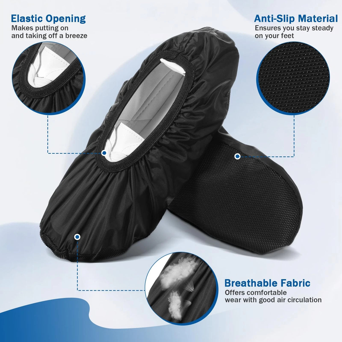 Reusable Black Shoe Covers for Larrel Bowling Shoes (Medium)