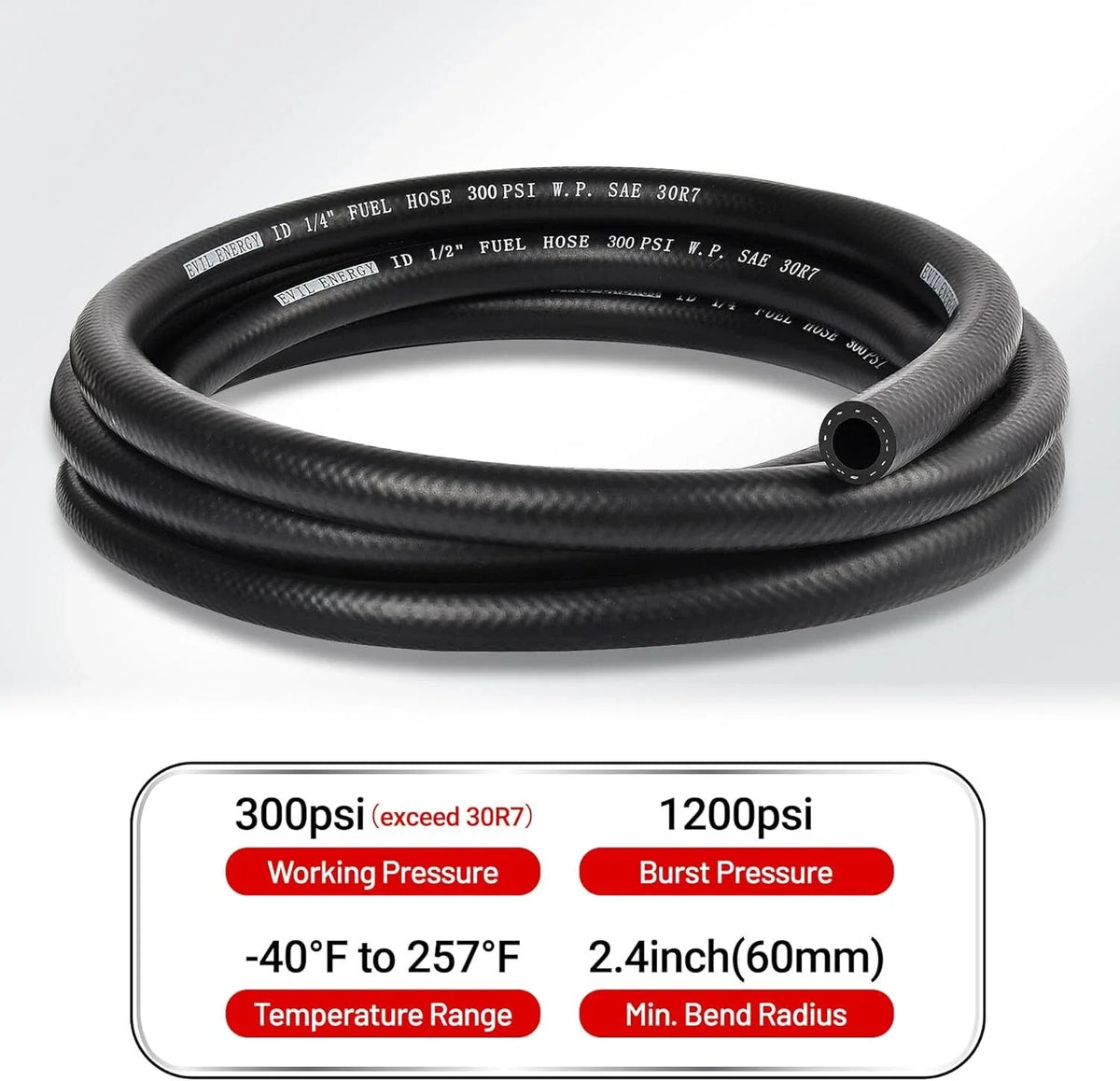 Fuel Hose Line 1/4 - 25FT, 300PSI, SAE 30R7