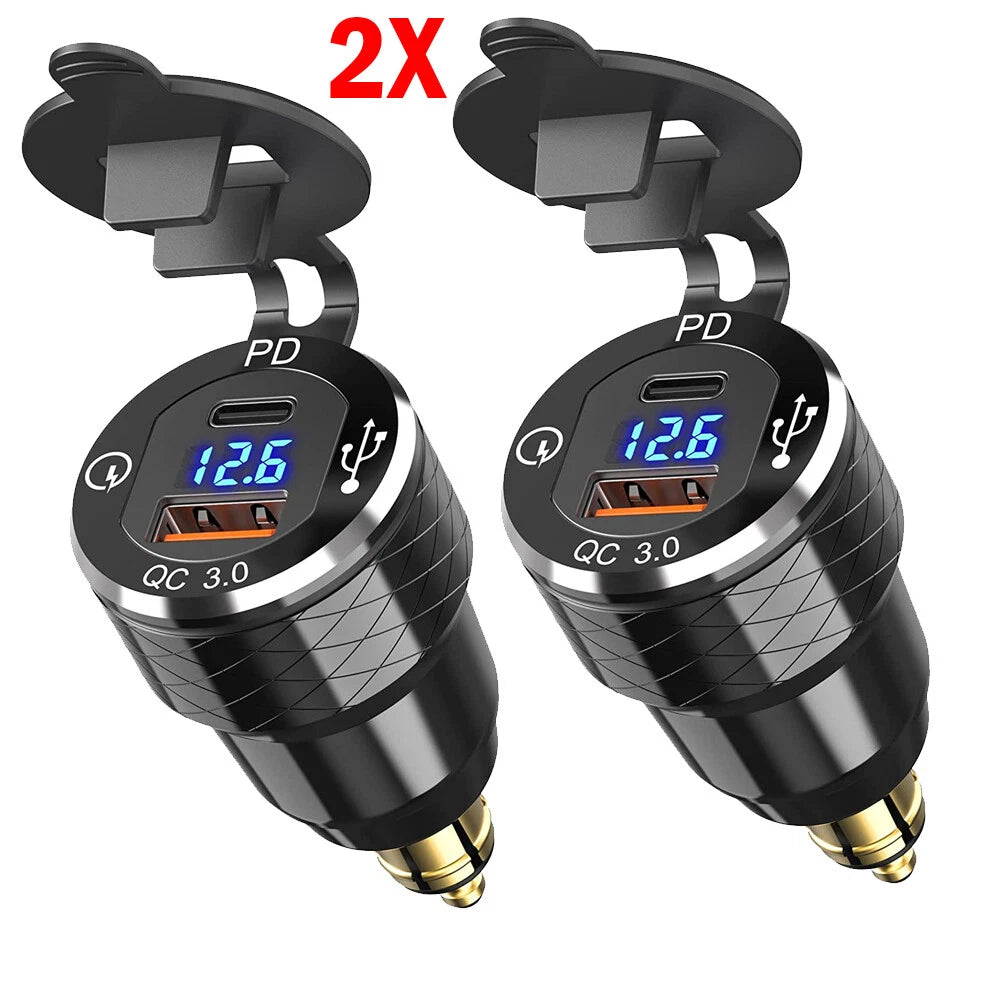 2Pcs Dual USB Charger for BMW Motorcycle (Hella DIN Plug Socket)
