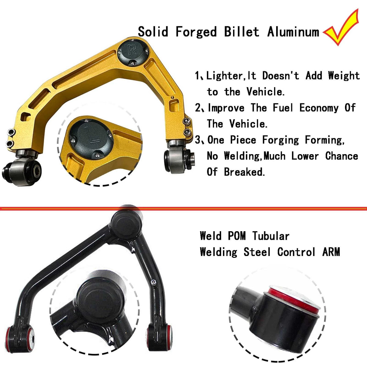 Gold Aluminum Upper Control Arms for Silverado Sierra (2014–2018) 799027