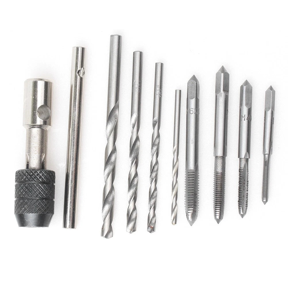9pcs M3-M6 Machine Screw Tap & Reamer Set with T-Handle Wrench