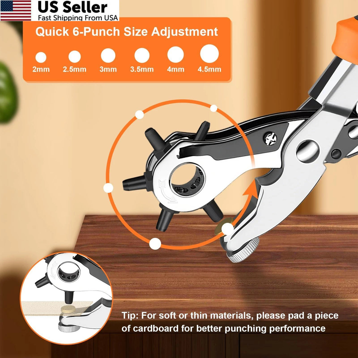 Heavy Duty Revolving Punch Plier Kit for Leather Craft (DIY)