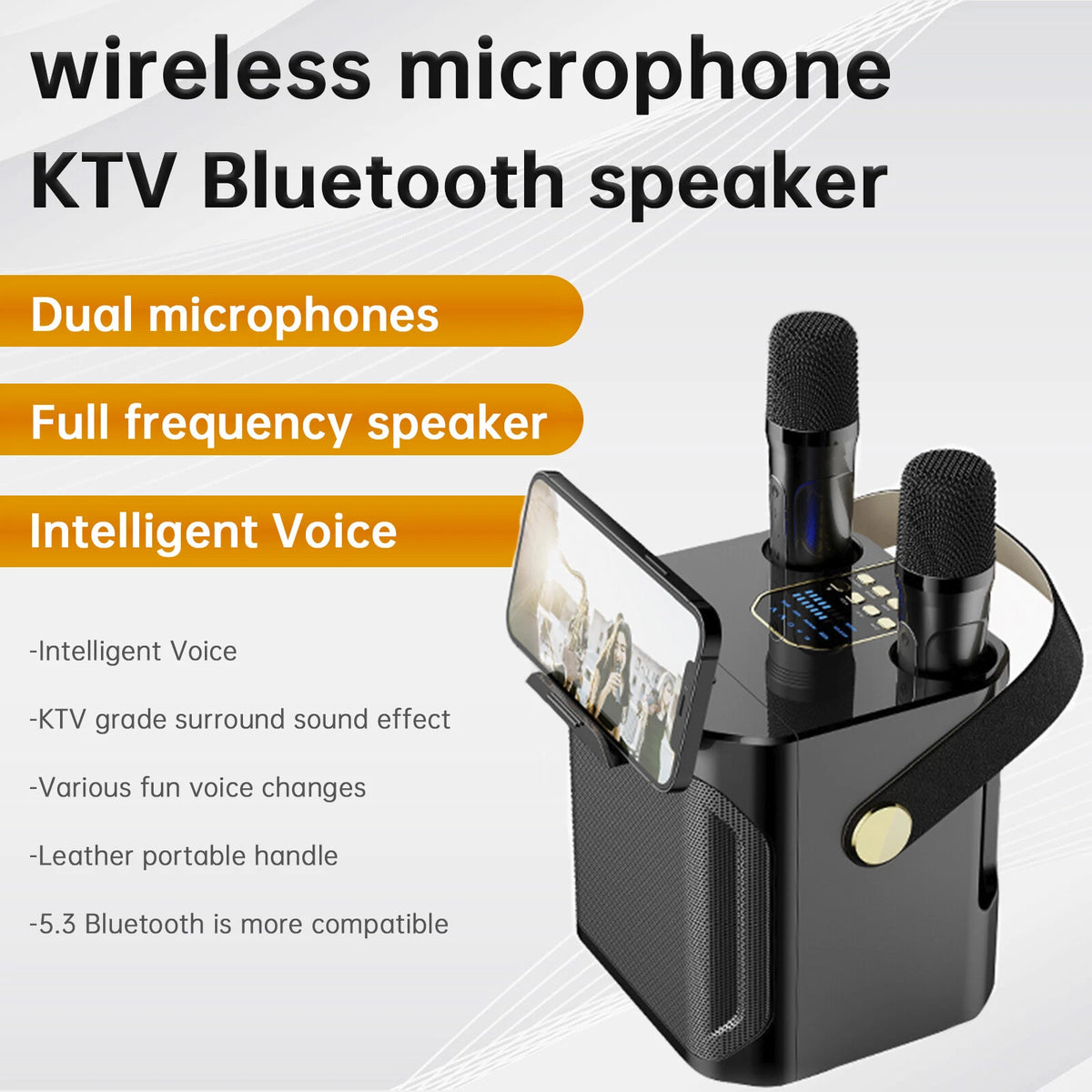 2X Wireless Bluetooth Karaoke Speakers with Dual Microphones E202-A026-Set