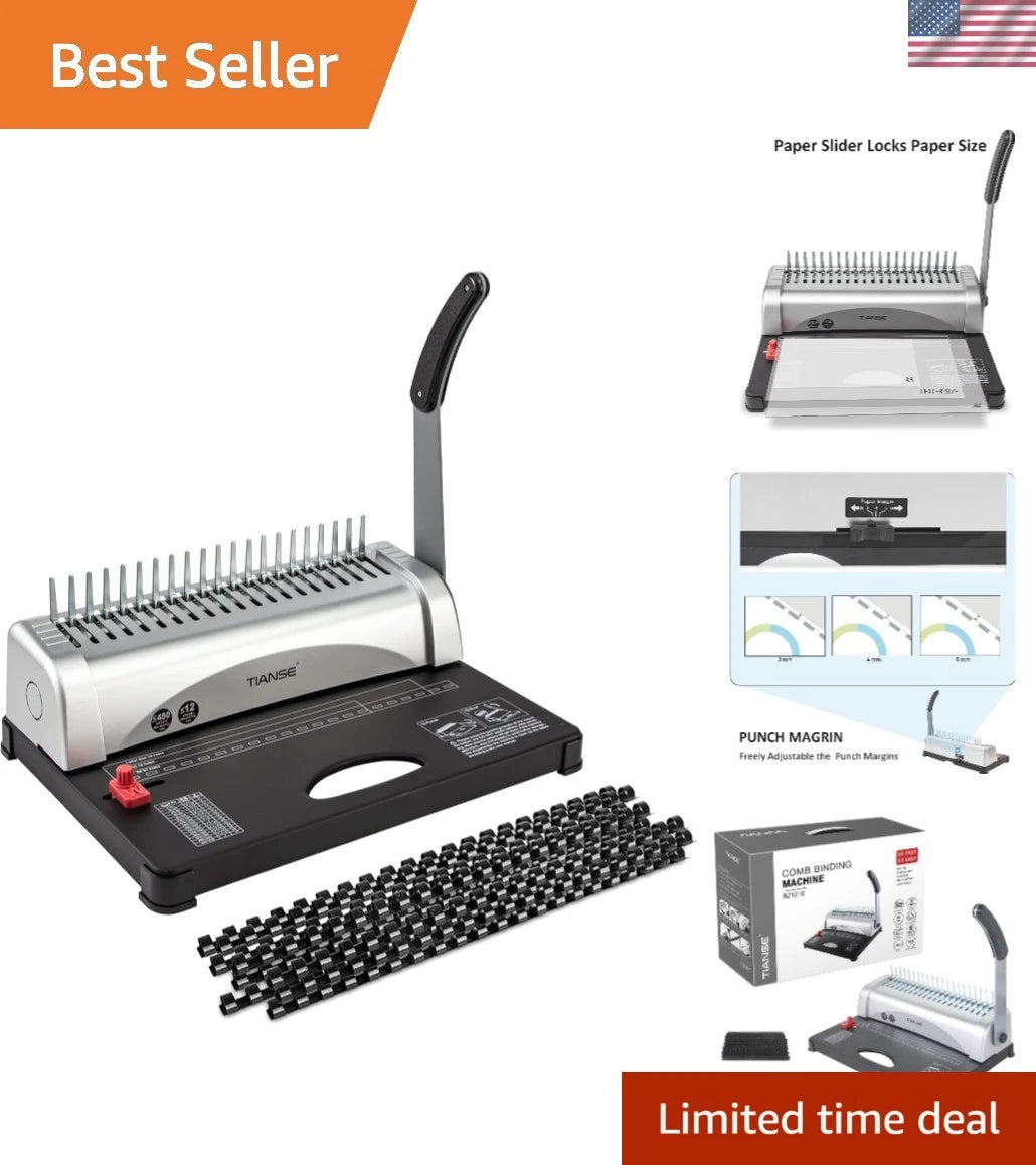 21-Hole Binding Machine with 100 Comb Spines for Office Use
