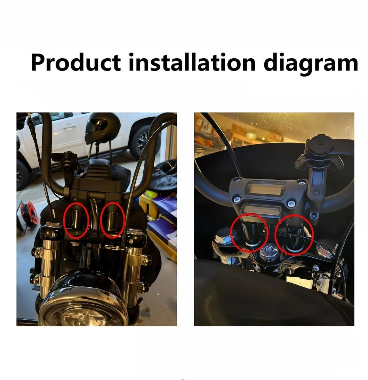 2'' Rise Handlebar Risers for 1-1/4'' Handlebars - Black