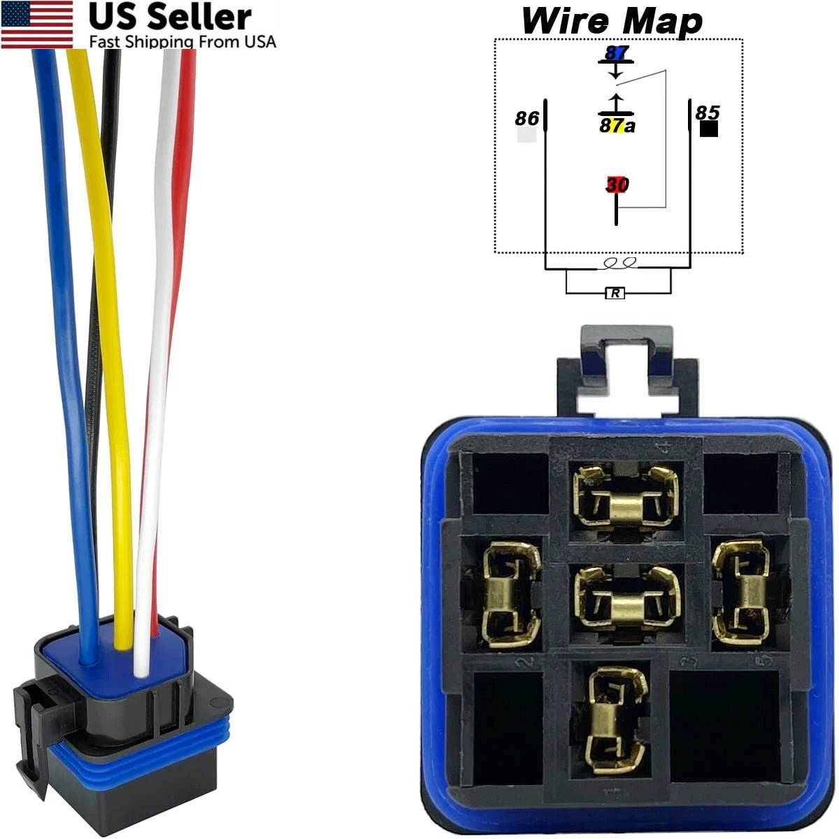 5 Pack 40/30 AMP 12V DC Waterproof Relay Kit for Standard