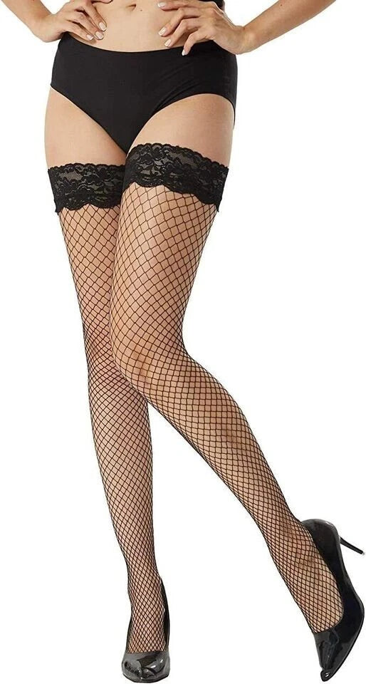 4Pair Black Lace Mesh Fishnet Stockings for Women (USA)