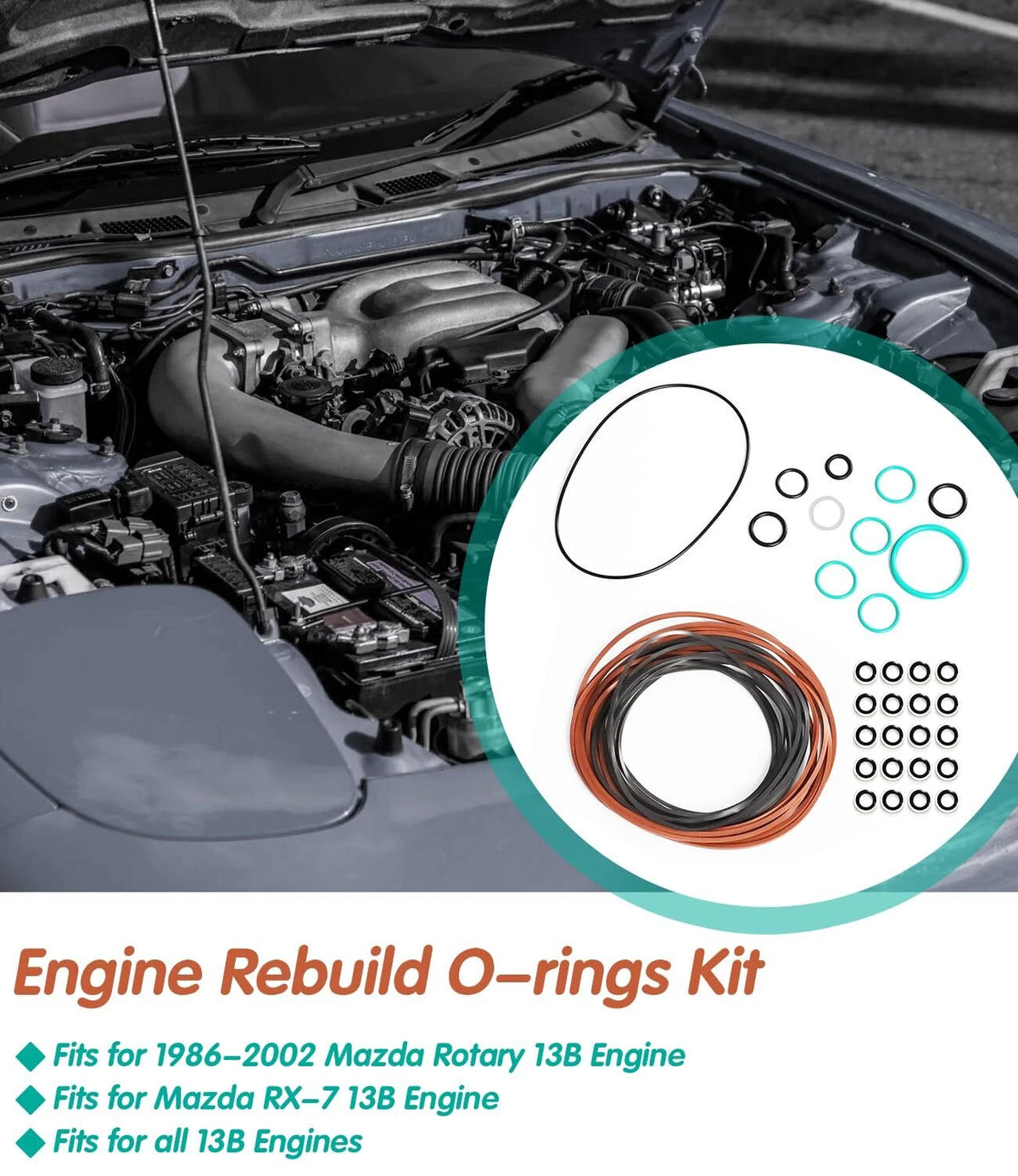Reusable O-Ring Rebuild Kit for Mazda RX-7 13B (1986–2002) - Rubber